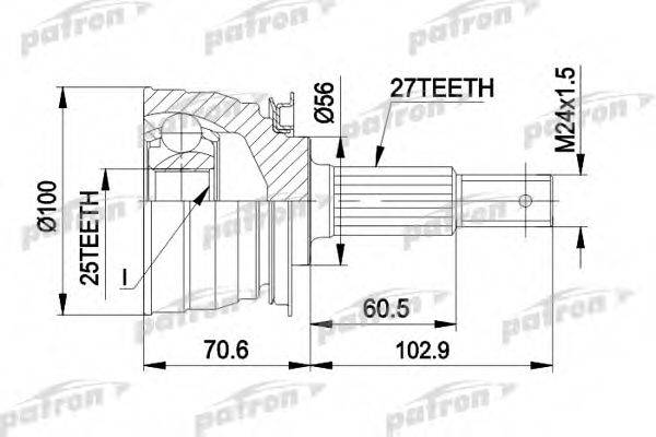 PATRON PCV1249 Шарнирный комплект, приводной вал