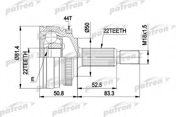 PATRON PCV1272 Шарнирный комплект, приводной вал
