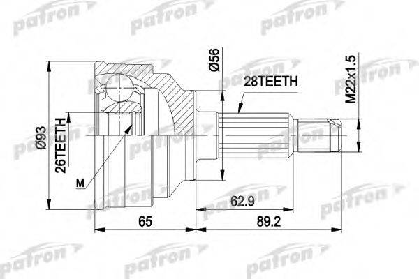 PATRON PCV1291 Шарнирный комплект, приводной вал