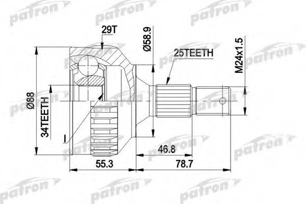 PATRON PCV1292 Шарнирный комплект, приводной вал