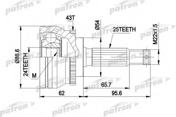 PATRON PCV1331 Шарнирный комплект, приводной вал