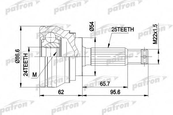 PATRON PCV1332 Шарнирный комплект, приводной вал