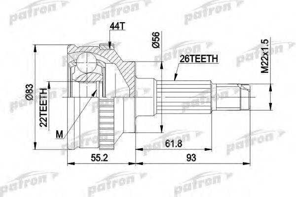 PATRON PCV1372 Шарнирный комплект, приводной вал
