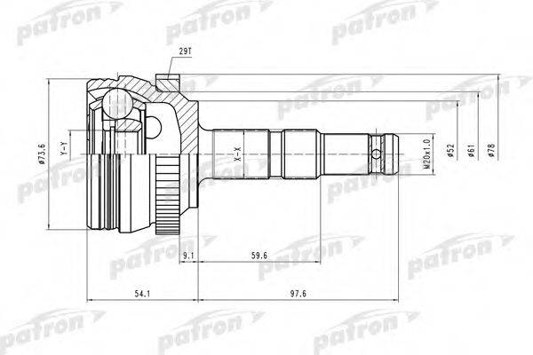 PATRON PCV1400 Шарнирный комплект, приводной вал
