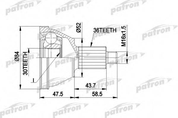 PATRON PCV1413 Шарнирный комплект, приводной вал