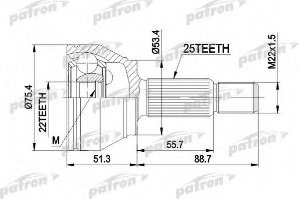 PATRON PCV1432 Шарнирный комплект, приводной вал