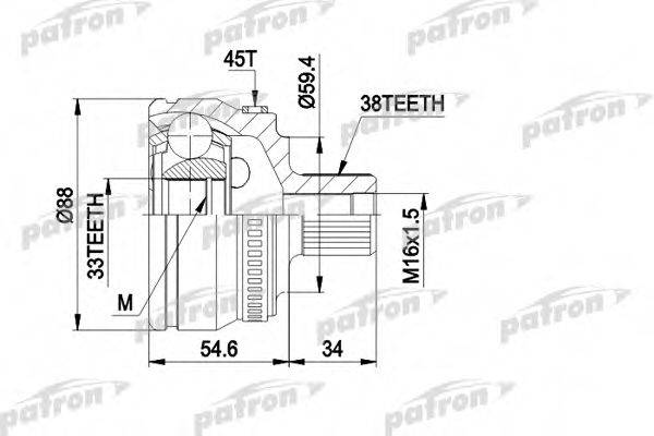 Шарнирный комплект, приводной вал PATRON PCV1435
