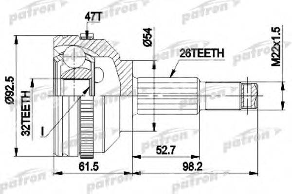 PATRON PCV1438 Шарнирный комплект, приводной вал