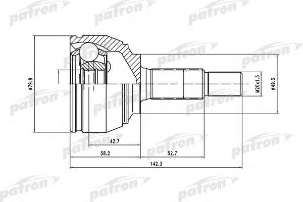 PATRON PCV1443 Шарнирный комплект, приводной вал