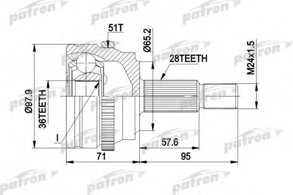 PATRON PCV1453 Шарнирный комплект, приводной вал