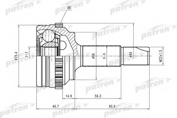 PATRON PCV1460 Шарнирный комплект, приводной вал