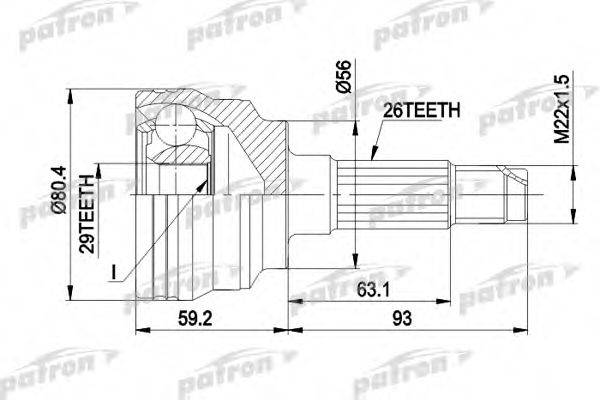 PATRON PCV1472 Шарнирный комплект, приводной вал