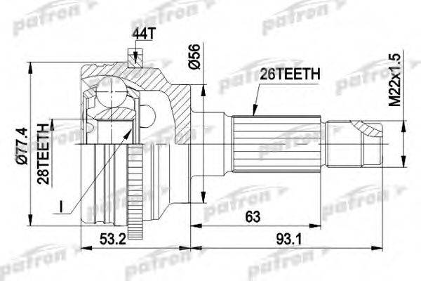PATRON PCV1473 Шарнирный комплект, приводной вал
