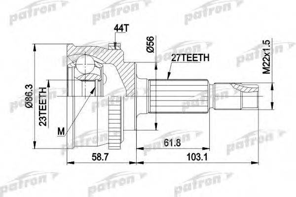 PATRON PCV1508 Шарнирный комплект, приводной вал