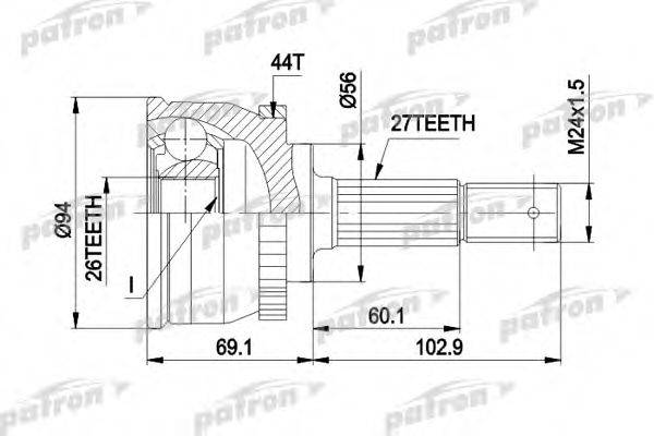 PATRON PCV1509 Шарнирный комплект, приводной вал
