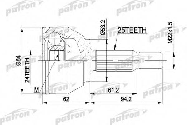 PATRON PCV1511 Шарнирный комплект, приводной вал
