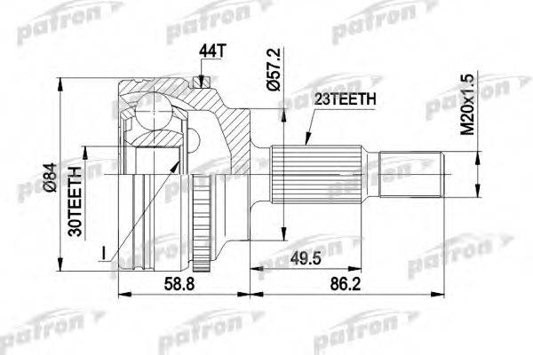 PATRON PCV1542 Шарнирный комплект, приводной вал