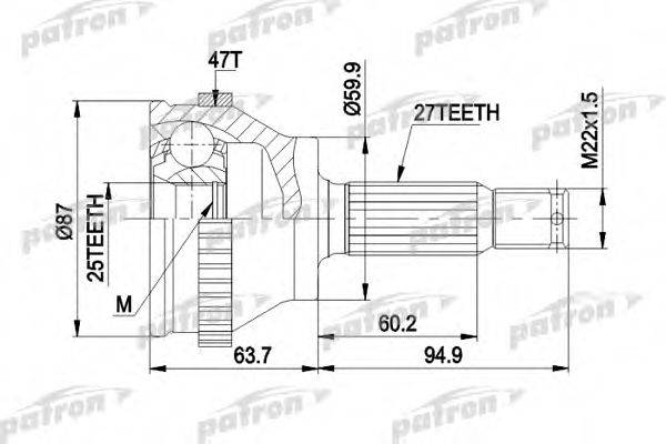 PATRON PCV1617AL Шарнирный комплект, приводной вал