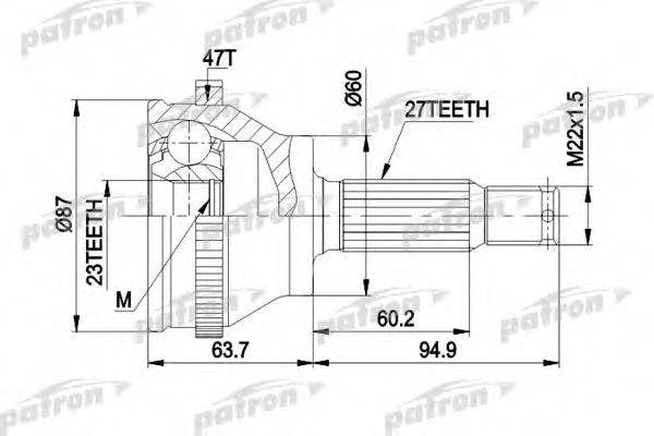 PATRON PCV1617AR Шарнирный комплект, приводной вал
