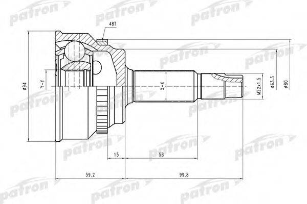 PATRON PCV2175 Шарнирный комплект, приводной вал