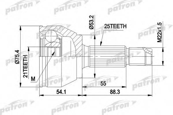 PATRON PCV3385 Шарнирный комплект, приводной вал