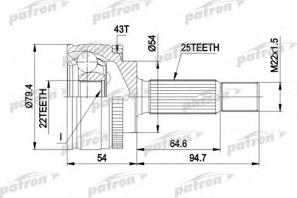PATRON PCV4306 Шарнирный комплект, приводной вал