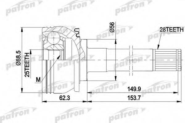 PATRON PCV5007 Шарнирный комплект, приводной вал