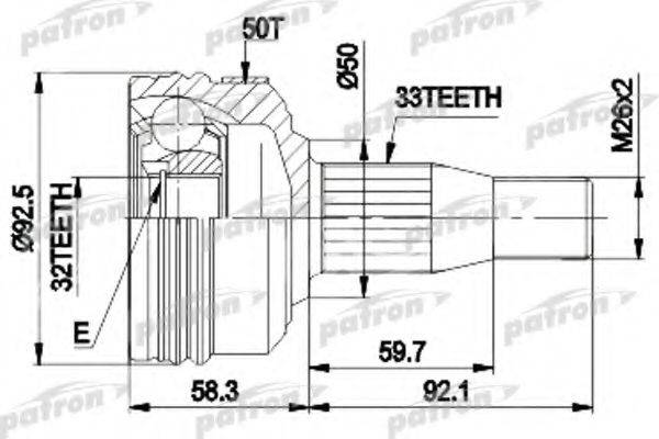 PATRON PCV8957 Шарнирный комплект, приводной вал