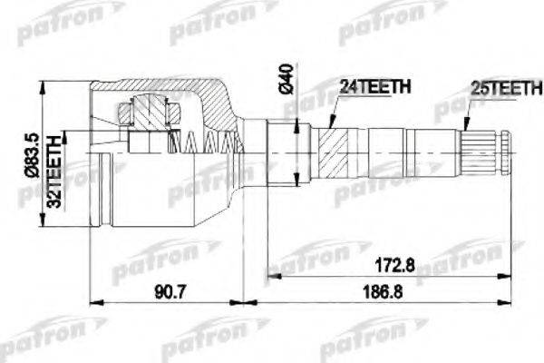 PATRON PCV9537 Шарнирный комплект, приводной вал