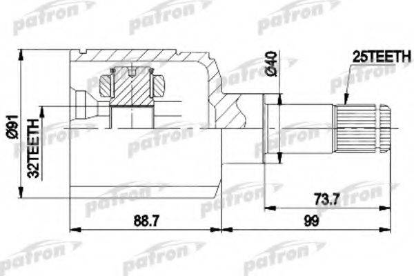 PATRON PCV9538 Шарнирный комплект, приводной вал