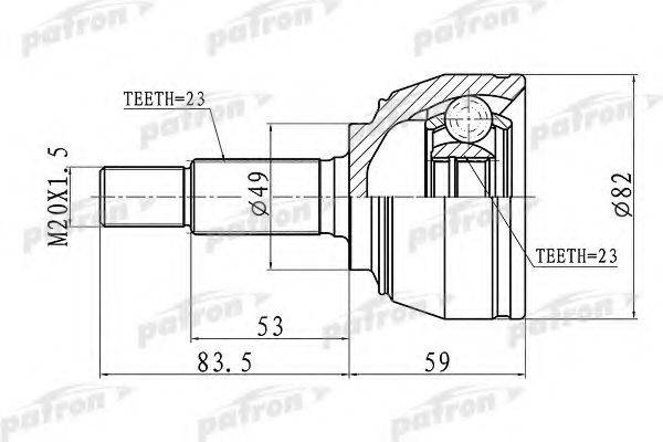PATRON PCV1667 Шарнирный комплект, приводной вал
