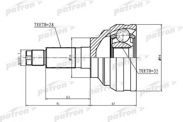 PATRON PCV1369 Шарнирный комплект, приводной вал