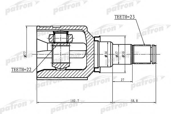 PATRON PCV1439 Шарнирный комплект, приводной вал