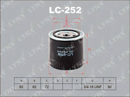 LYNXAUTO LC252 Масляный фильтр