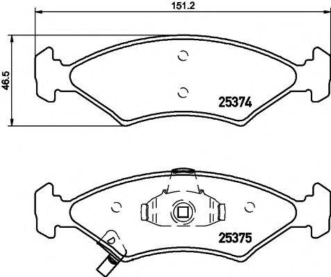 Комплект тормозных колодок, дисковый тормоз HELLA PAGID 8DB 355 019-891