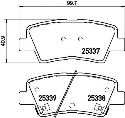 Комплект тормозных колодок, дисковый тормоз HELLA PAGID 8DB 355 019-981