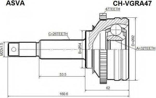 ASVA CHRVGRA47 Шарнирный комплект, приводной вал