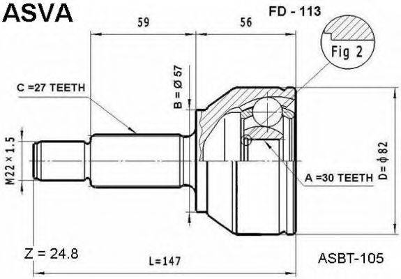 ASVA FD113 Шарнирный комплект, приводной вал