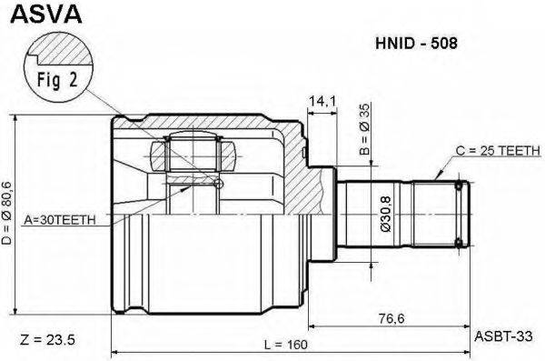 ASVA HNID508 Шарнирный комплект, приводной вал