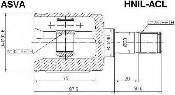 Шарнирный комплект, приводной вал ASVA HNIL-ACL