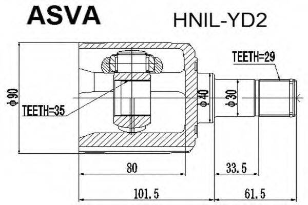 Шарнирный комплект, приводной вал ASVA HNIL-YD2