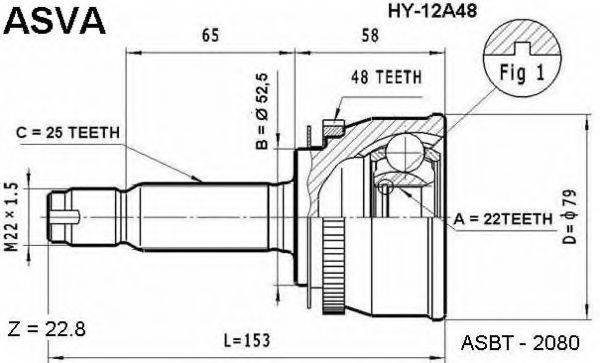ASVA HY12A48 Шарнирный комплект, приводной вал
