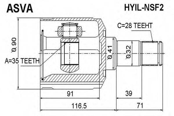 Шарнирный комплект, приводной вал ASVA HYIL-NSF2