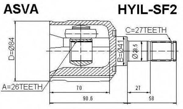 ASVA HYILSF2 Шарнирный комплект, приводной вал