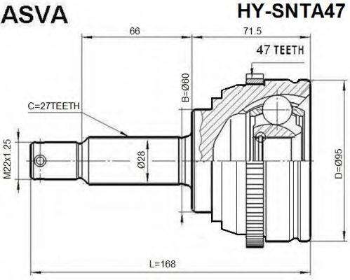 Шарнирный комплект, приводной вал ASVA HY-SNTA47