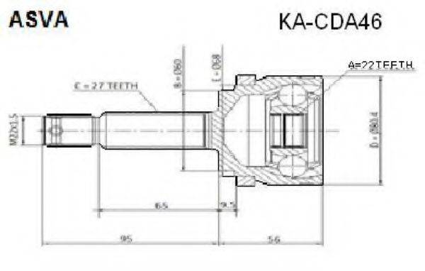 ASVA KACDA46 Шарнирный комплект, приводной вал