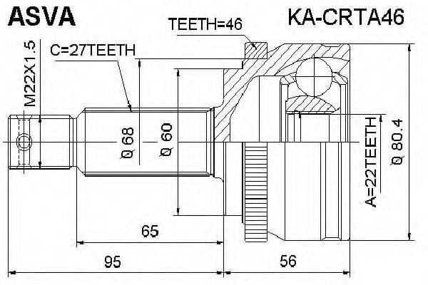ASVA KACRTA46 Шарнирный комплект, приводной вал