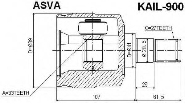 ASVA KAIL900 Шарнирный комплект, приводной вал