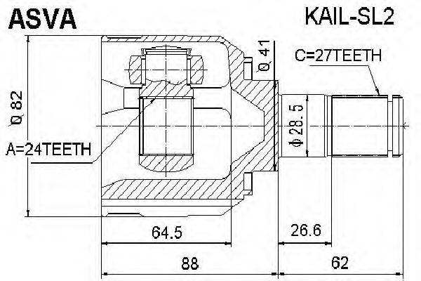 ASVA KAILSL2 Шарнирный комплект, приводной вал