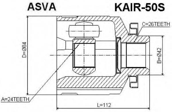 ASVA KAIR50S Шарнирный комплект, приводной вал
